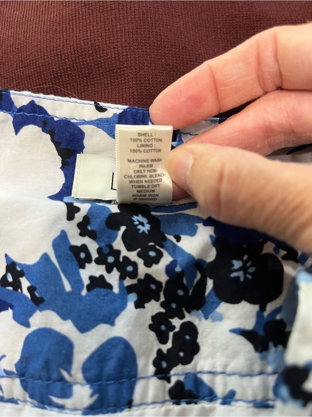 LOFT Outlet Blue Floral A-Line Skirt 12 Preppy Coastal Grandmillennial Summer - Picture 13 of 13